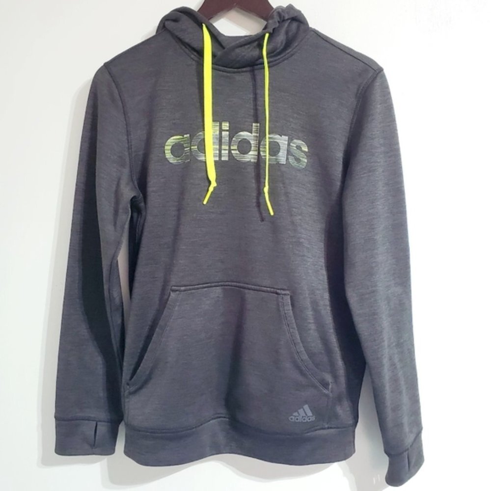Adidas Medium Climawarm Gray/Grey Athletic Pullover Hoodie Sweatshirt